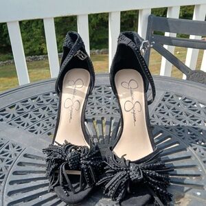 Jessica Simpson Black Heels with Bow Accent